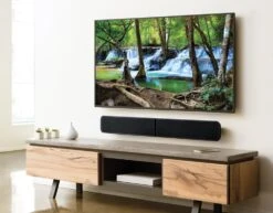Bluesound PULSE SOUNDBAR+ Wireless Streaming Sound System -Electronic Audio Store 813PLSBR waterfallScreen