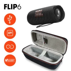 JBL FLIP 6 Portable Waterproof Speaker With GSport Carbon Fiber Case -Electronic Audio Store gSport Flip6 Bundle Info Black EVA