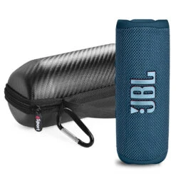 JBL FLIP 6 Portable Waterproof Speaker With GSport Carbon Fiber Case -Electronic Audio Store gSport Flip6 Bundle Standing Blue