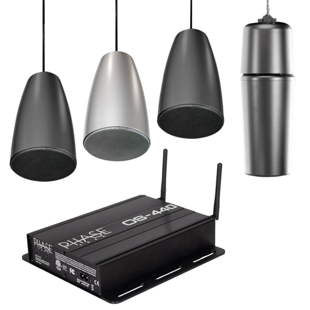 Soundtube - MM43-BGM + 3 DS31-EZ Pendant Speakers & OS-440 Amplifier 3 Soundtube - MM43-BGM + 3 DS31-EZ Pendant Speakers & OS-440 Amplifier